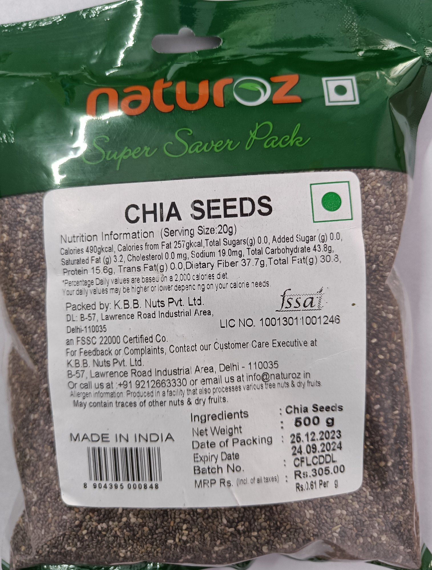 Naturoz Black Chia Seeds 500Gm - Image 3