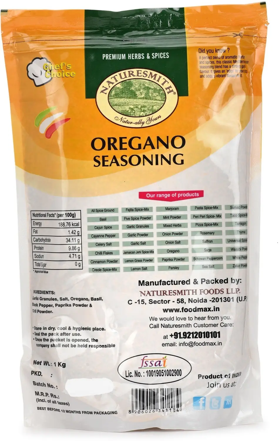 Naturesmith Oregano Seasoning 1Kg