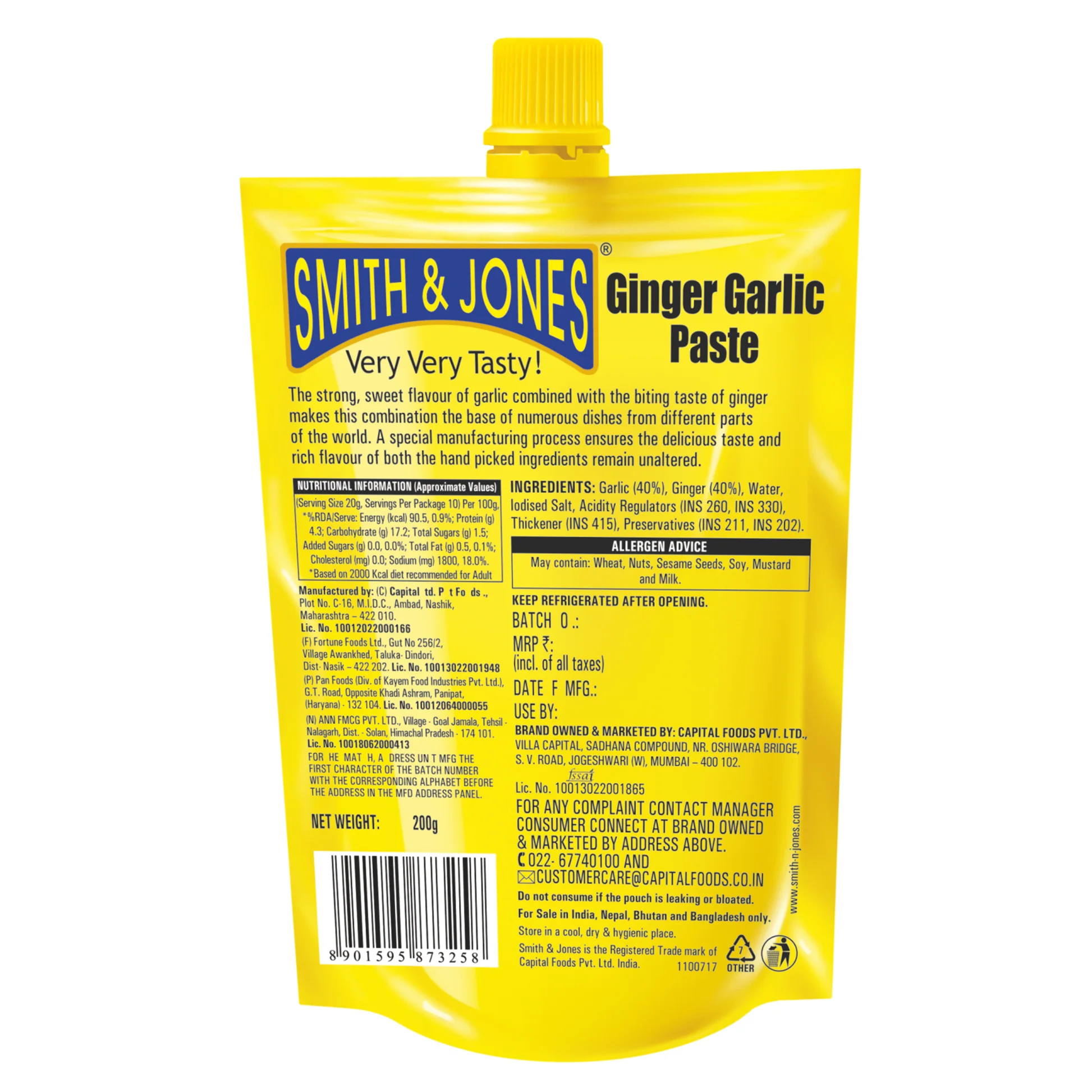 Smith And Jones Ginger Garlic Paste 200G