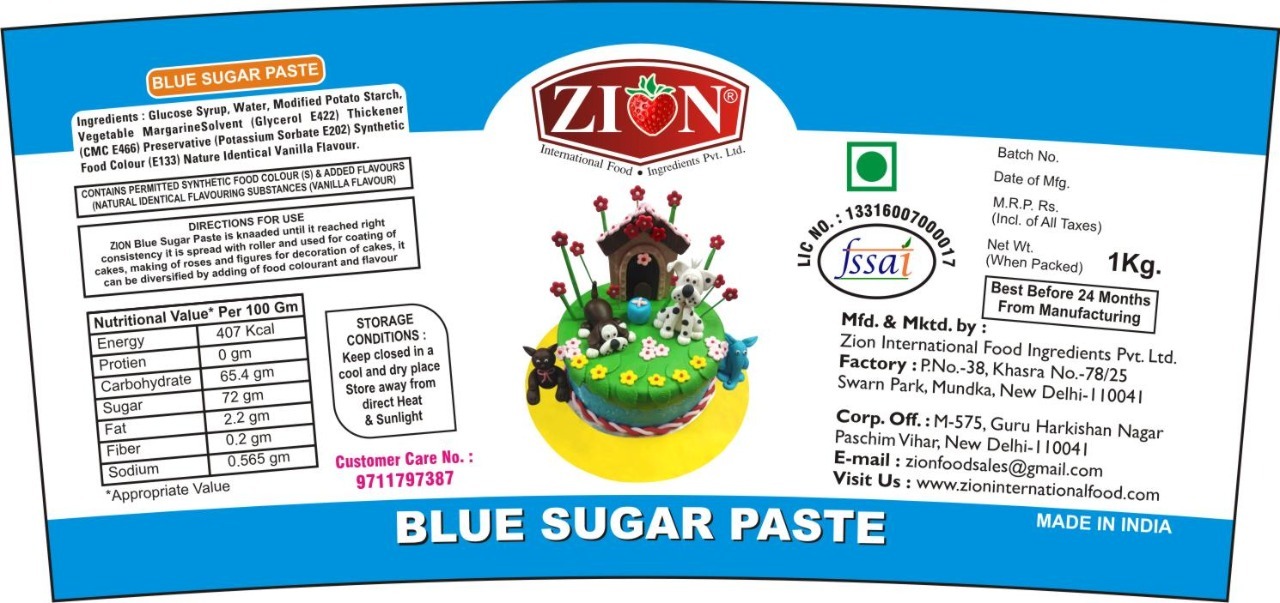 Zion Blue Sugar Paste/Fondant 1kg